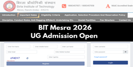 BIT Mesra UG Admission 2026 Open